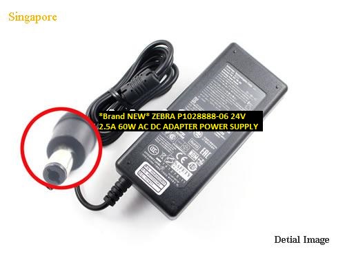 *Brand NEW* 6.5x3.0 mm ZEBRA 60W AC DC ADAPTER 24V 2.5A P1028888-06 POWER SUPPLY - Click Image to Close